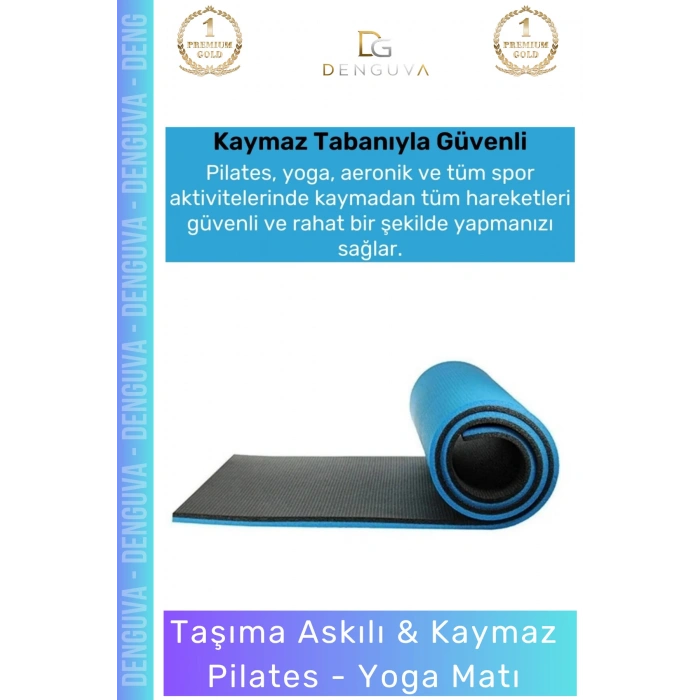 #YogaMinderi Taşıma Askılı Konfor Kamp Pilates Yoga Spor Kaymaz Meditasyon Minderi 16mm Mat