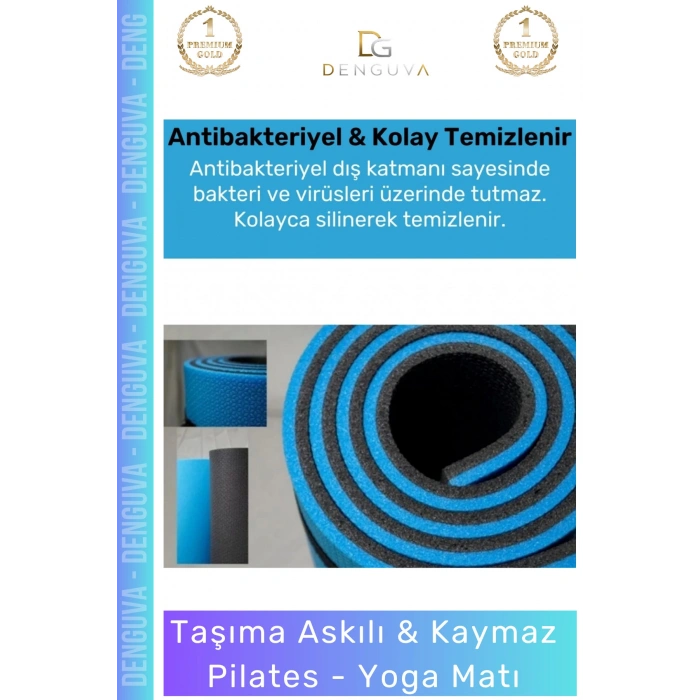 #YogaMinderi Taşıma Askılı Konfor Kamp Pilates Yoga Spor Kaymaz Meditasyon Minderi 16mm Mat