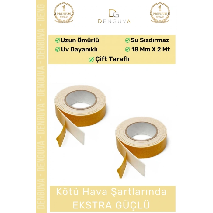 #KöpükBant Güçlü Yapışkanlı 18mm 2 Metre Duvar Tablo Poster Montaj Rulo Çift Taraflı Köpük Bant