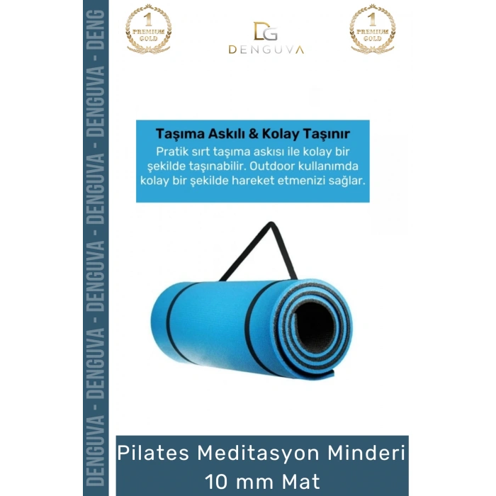 #YogaMatı Taşıma Askılı Dayanıklı Uzun Ömürlü Konfor Serisi Meditasyon Minderi 10 mm Mat