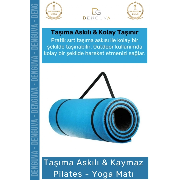 #YogaMatı Taşıma Askılı Kaymaz Tabanlı Pilates Yoga Fitness Meditasyon Minderi 16 mm Mat