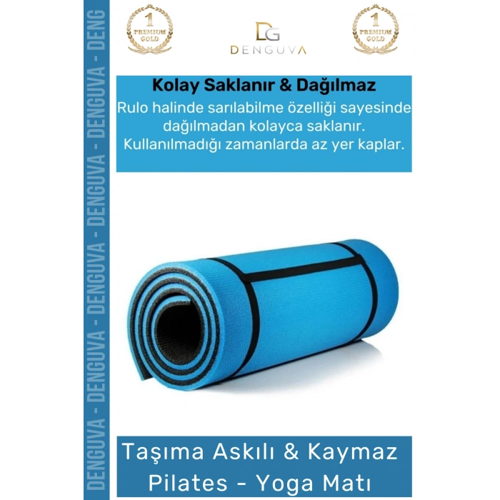 #YogaMatı Taşıma Askılı Kaymaz Tabanlı Pilates Yoga Fitness Meditasyon Minderi 16 mm Mat