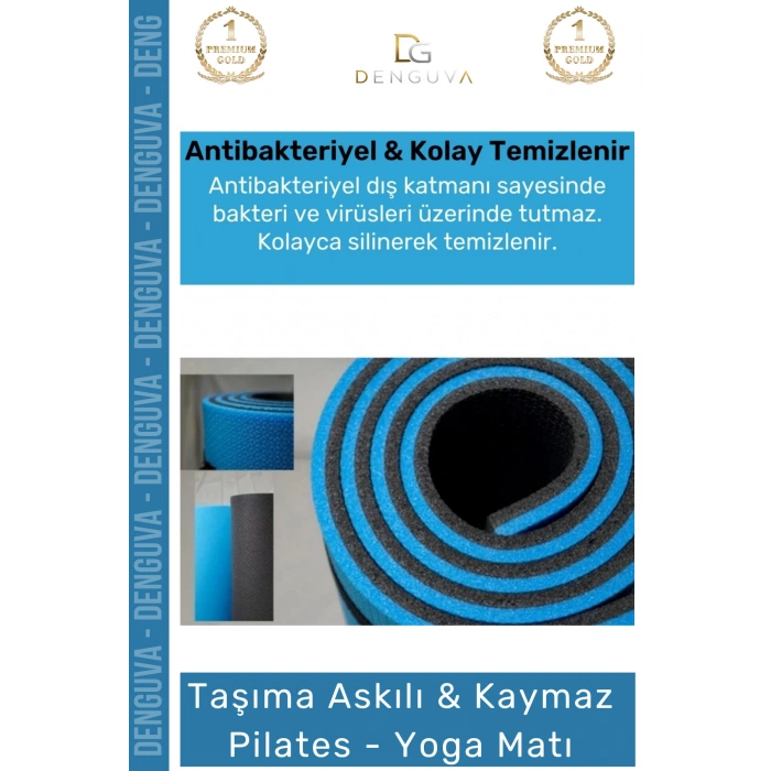 #YogaMatı Taşıma Askılı Kaymaz Tabanlı Pilates Yoga Fitness Meditasyon Minderi 16 mm Mat