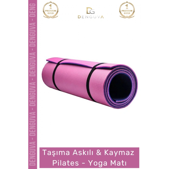 #YogaMatı Taşıma Askılı Kaymaz Pilates Yoga Fitness Kamp Meditasyon Minderi 10mm Mat