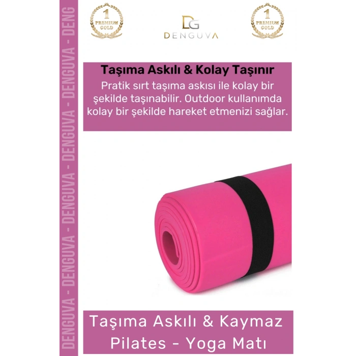 #YogaMatı Taşıma Askılı Kaymaz Pilates Yoga Fitness Kamp Meditasyon Minderi 10mm Mat