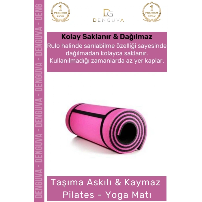 #YogaMatı Taşıma Askılı Kaymaz Pilates Yoga Fitness Kamp Meditasyon Minderi 10mm Mat