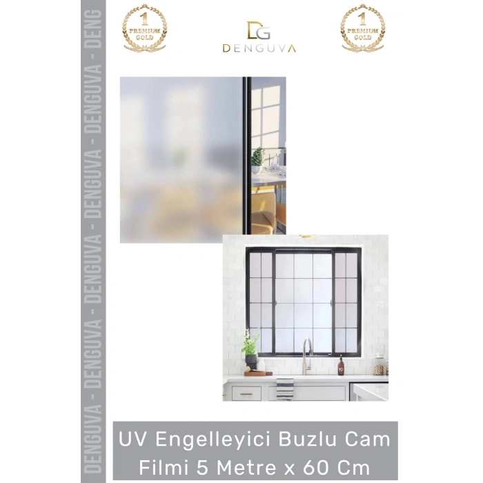 #CamFilmi Buzlu UV Engelleyici Güneş Korumalı Gizlilik Sağlayan Dekoratif Cam Filmi 5 Metre x 60 Cm