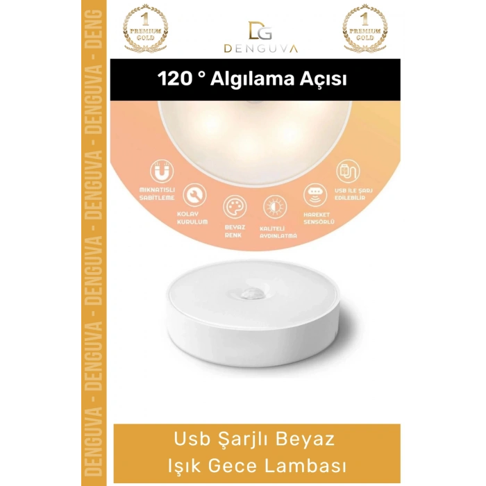 #SensörlüLamba Hareket Sensörlü Portatif LED Duvar Aydınlatma Modu Usb Şarjlı Beyaz Işık Gece Lambası