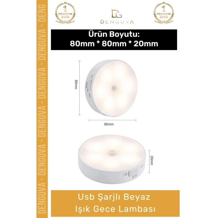#SensörlüLamba Hareket Sensörlü Portatif LED Duvar Aydınlatma Modu Usb Şarjlı Beyaz Işık Gece Lambası