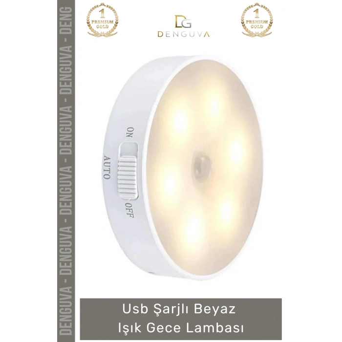 #SensörlüLamba Hareket Sensörlü Portatif LED Duvar Aydınlatma Modu Usb Şarjlı Beyaz Işık Gece Lambası - 2 Adet