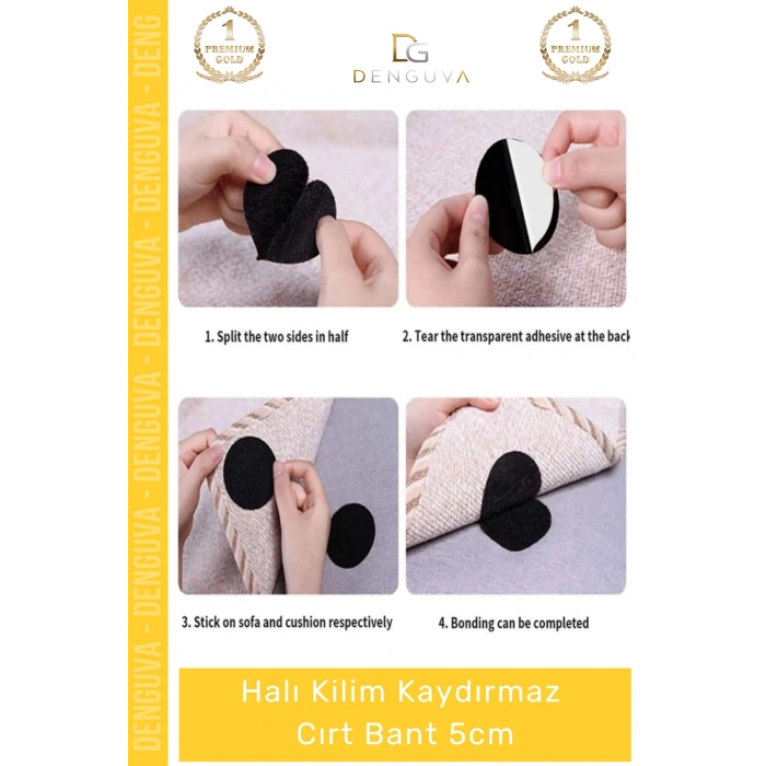 #HalıKaydırmaz Halı Kaydırmaz Pedi Zemin Tutucu Kilim Sabitleyici Yapışkanlı Yıkanabilir 10 Adet Cırt Bant