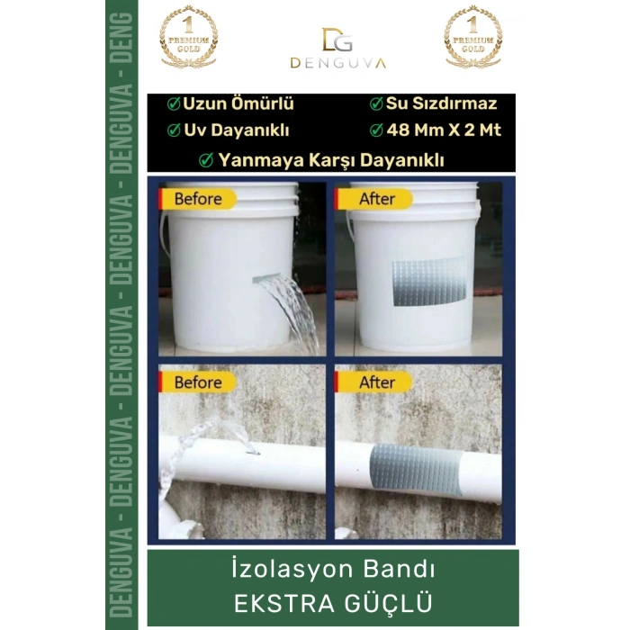 #İzolasyonBandı Çok Amaçlı Yeşil Suya Dayanıklı Montaj Güçlendirme İzolasyon Bandı 48mm x 10m 1 Adet