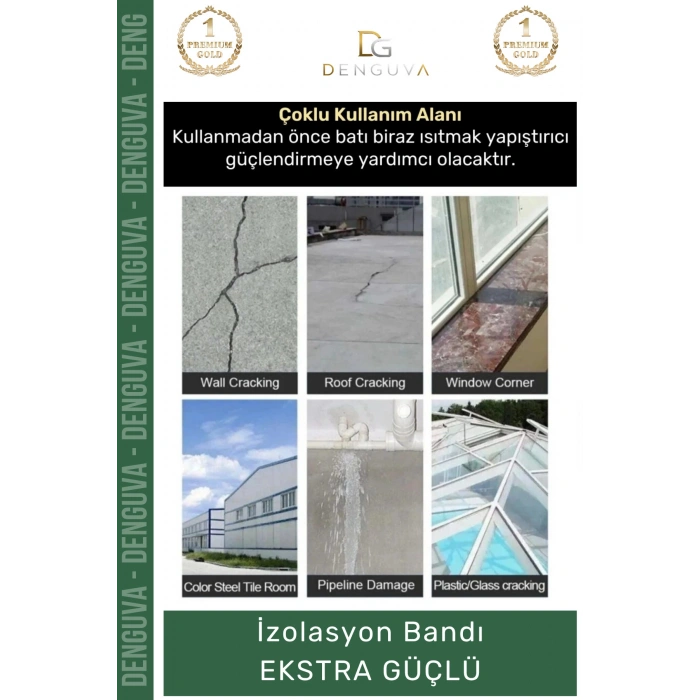 #İzolasyonBandı Çok Amaçlı Yeşil Suya Dayanıklı Montaj Güçlendirme İzolasyon Bandı 48mm x 10m 1 Adet
