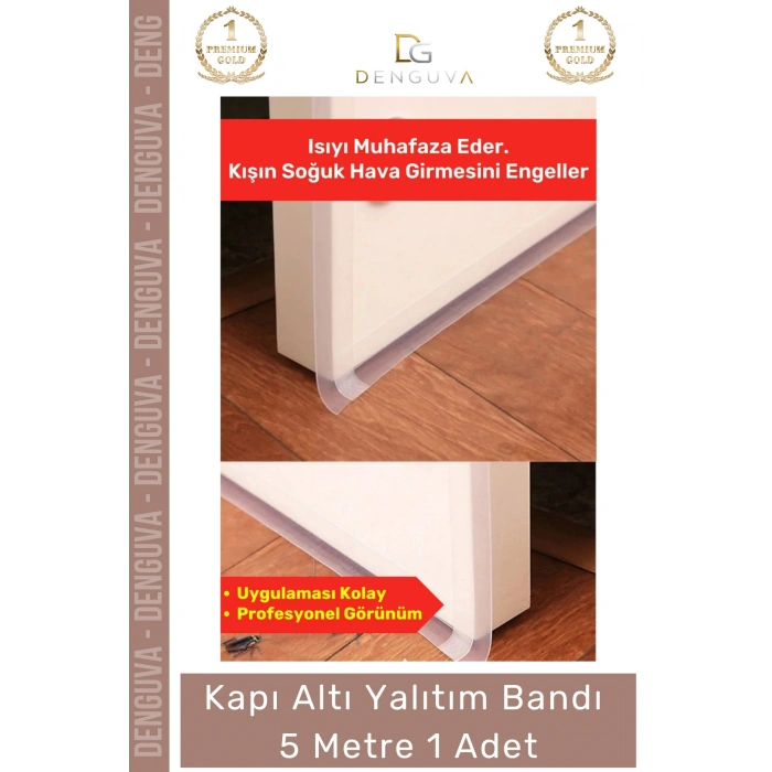 #ŞeritBant Polimer Silikon Şeffaf Kapı Altı Yalıtım Isı Toz Haşere Engelleyici Şerit Bant 5mt 1 Adet