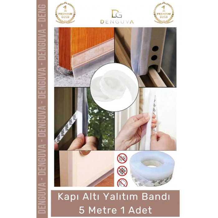 #ŞeritBant Polimer Silikon Şeffaf Kapı Altı Yalıtım Isı Toz Haşere Engelleyici Şerit Bant 5mt 1 Adet