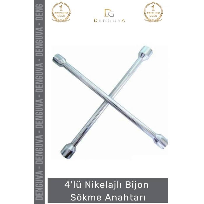 #BijonAnahtarı İstavroz Çelik Dörtlü Tekerlek Somun Sıkma Açma Pratik Nikelajlı Bijon Sökme Anahtarı