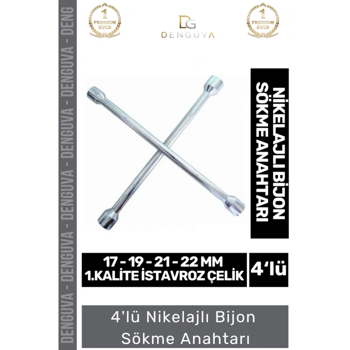 #BijonAnahtarı İstavroz Çelik Dörtlü Tekerlek Somun Sıkma Açma Pratik Nikelajlı Bijon Sökme Anahtarı