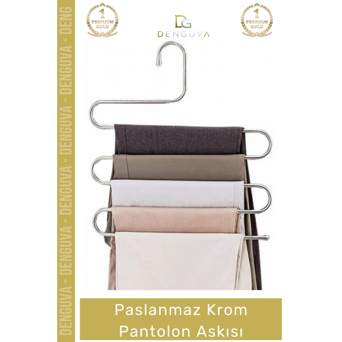 #PantolonAskısı Dayanıklı Elbise Dolabı Düzenleyici Kaymaz Kavramalı Paslanmaz Krom Pantolon Askısı