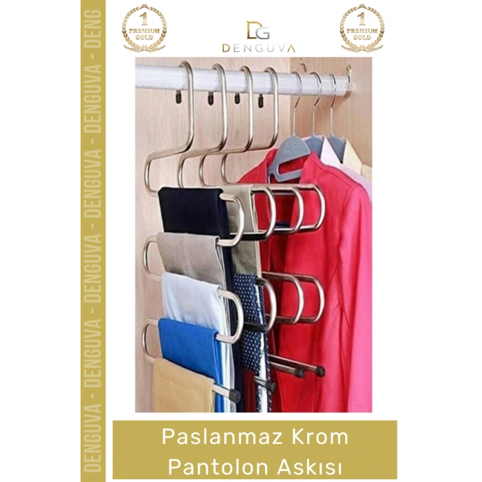 #PantolonAskısı Dayanıklı Elbise Dolabı Düzenleyici Kaymaz Kavramalı Paslanmaz Krom Pantolon Askısı