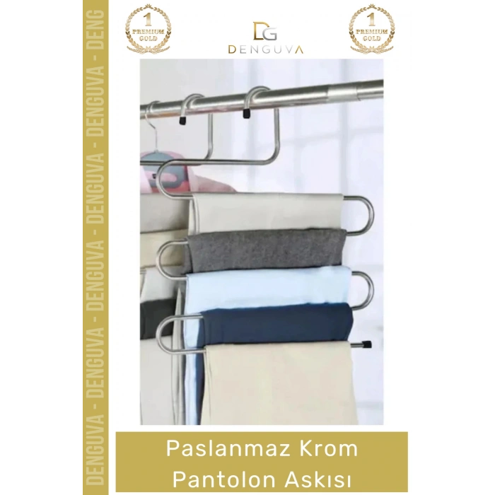 #PantolonAskısı Dayanıklı Elbise Dolabı Düzenleyici Kaymaz Kavramalı Paslanmaz Krom Pantolon Askısı
