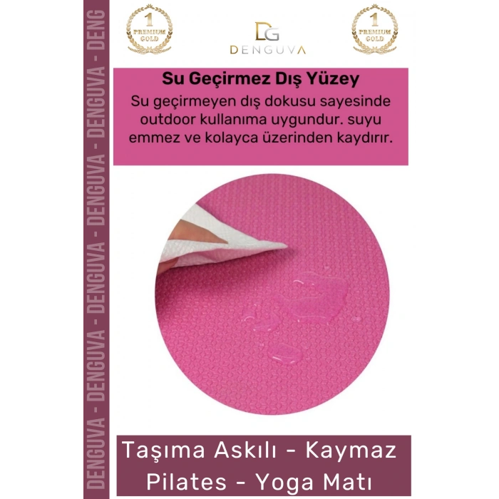 #YogaMatı Profesyonel Yoga Meditasyon Çift Taraflı Kaymaz Taşıma Askılı 10mm Minderi Pembe Siyah Mat