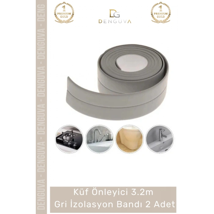 #İzolasyoBandı Su Sızdırmaz Lavabo Küvet Kenar Bandı 32 Mt İthal PE Malzeme Gri İzolasyon Bant 1 Adet