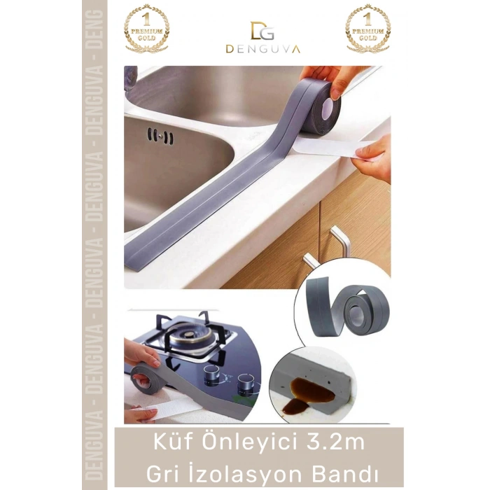 #İzolasyoBandı Su Sızdırmaz Lavabo Küvet Kenar Bandı 32 Mt İthal PE Malzeme Gri İzolasyon Bant 1 Adet