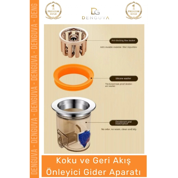 #GiderAparatı Koku Geri Akış Önleyici Lavabo Mutfak Banyo Sızdırmaz Çelik Akış Önleyici Gider Aparatı