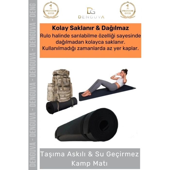 #YogaMatı Taşıma Askılı Kamp Pilates Yoga Kaymaz Taban Konforlu 150x50 Çadır Uyku Matı Yer Minderi