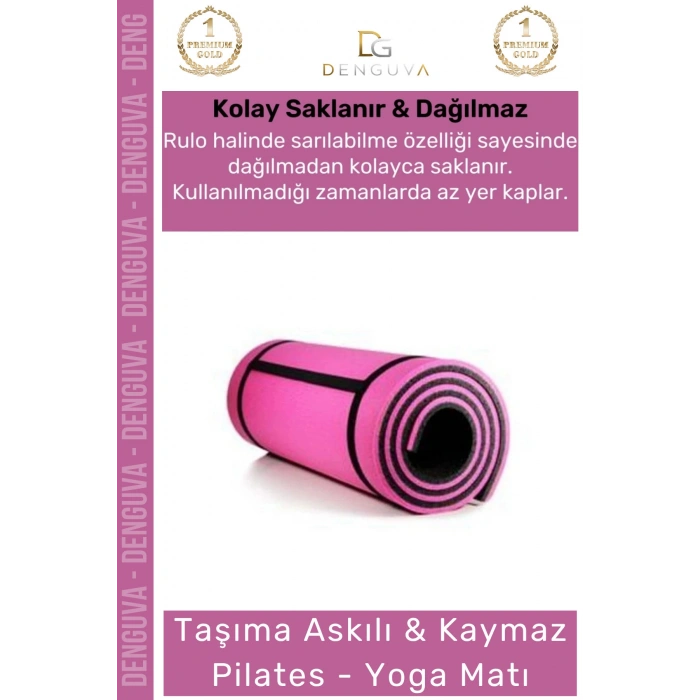 #YogaMatı Taşıma Askılı Dayanıklı Konfor Kamp Pilates Yoga Fitness Meditasyon Minderi 16mm Mat