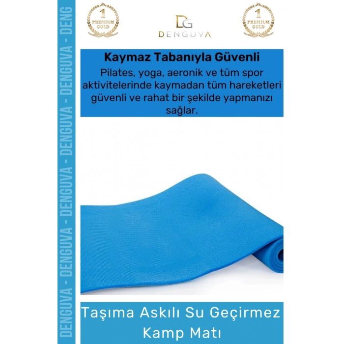 #KampMatı Taşıma Askılı Konfor Kaymaz Pilates Yoga Fitness Spor 180 x 60 Yer Minderi 10mm Kamp Matı