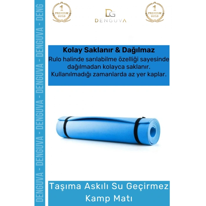 #KampMatı Taşıma Askılı Konfor Kaymaz Pilates Yoga Fitness Spor 180 x 60 Yer Minderi 10mm Kamp Matı