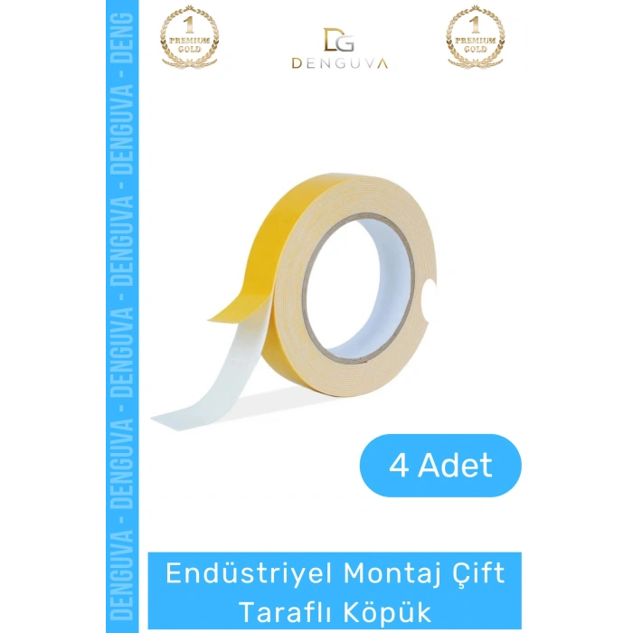 #KöpükBant Çift Taraflı Güçlü Yapışkanlı Sabitleyici Endüstriyel Montaj Köpük Bant 10mt - 4 Adet