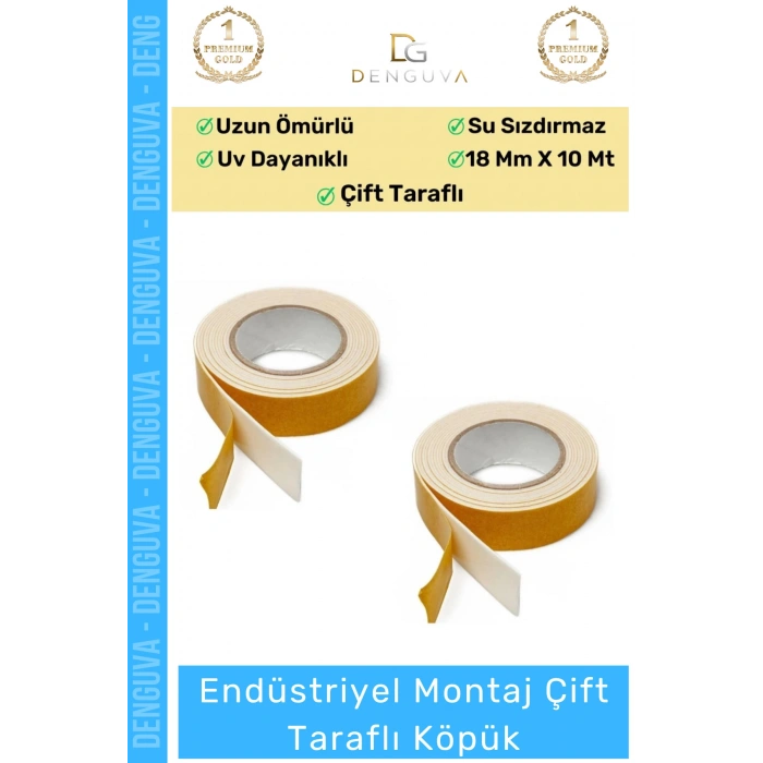 #KöpükBant Çift Taraflı Güçlü Yapışkanlı Sabitleyici Endüstriyel Montaj Köpük Bant 10mt - 4 Adet