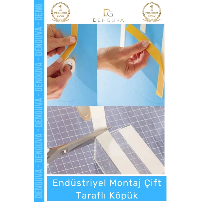 #KöpükBant Çift Taraflı Güçlü Yapışkanlı Sabitleyici Endüstriyel Montaj Köpük Bant 10mt - 4 Adet
