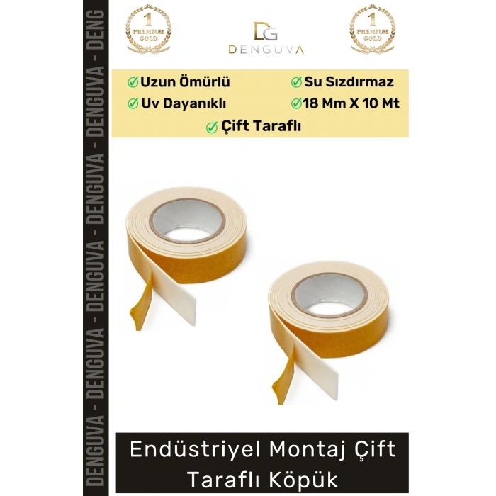 #KöpükBant Çift Taraflı Güçlü Yapışkanlı Sabitleyici Endüstriyel Montaj Köpük Bant 10mt - 5 Adet