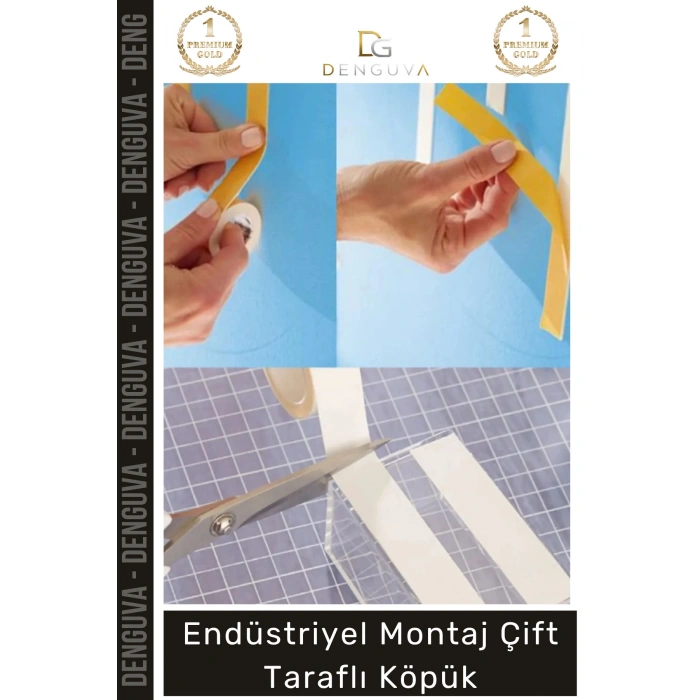 #KöpükBant Çift Taraflı Güçlü Yapışkanlı Sabitleyici Endüstriyel Montaj Köpük Bant 10mt - 5 Adet