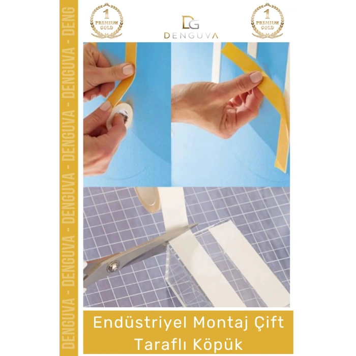 #KöpükBant Çift Taraflı Güçlü Yapışkanlı Sabitleyici Endüstriyel Montaj Köpük Bant 10mt - 3 Adet