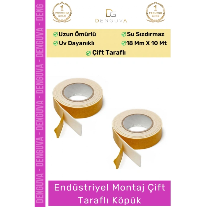 #KöpükBant Çift Taraflı Güçlü Yapışkanlı Sabitleyici Endüstriyel Montaj Köpük Bant 10mt - 2 Adet