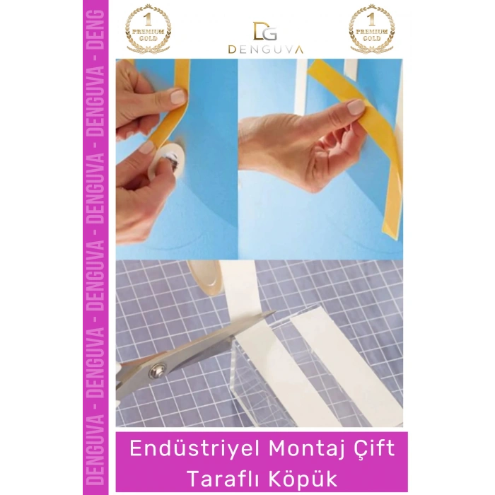 #KöpükBant Çift Taraflı Güçlü Yapışkanlı Sabitleyici Endüstriyel Montaj Köpük Bant 10mt - 2 Adet