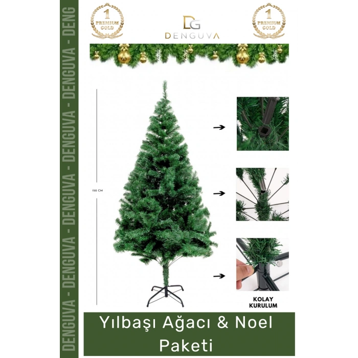 #NoelPaketi Yılbaşı Çam Ağacı Ev Ofis Dekorasyonu Kaliteli Sık Dallı Noel Paketi 150 Cm 220 Dal