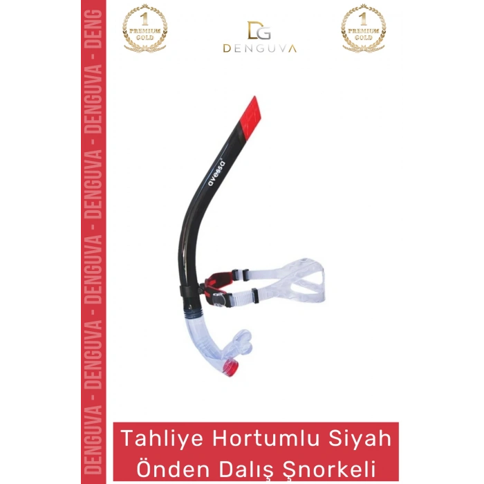 EğitimŞnorkeli Siyah Yüksek Kalite Silikon Tahliye Valfli Profesyonel Önden Dalış Havuz Eğitim Şnorkeli