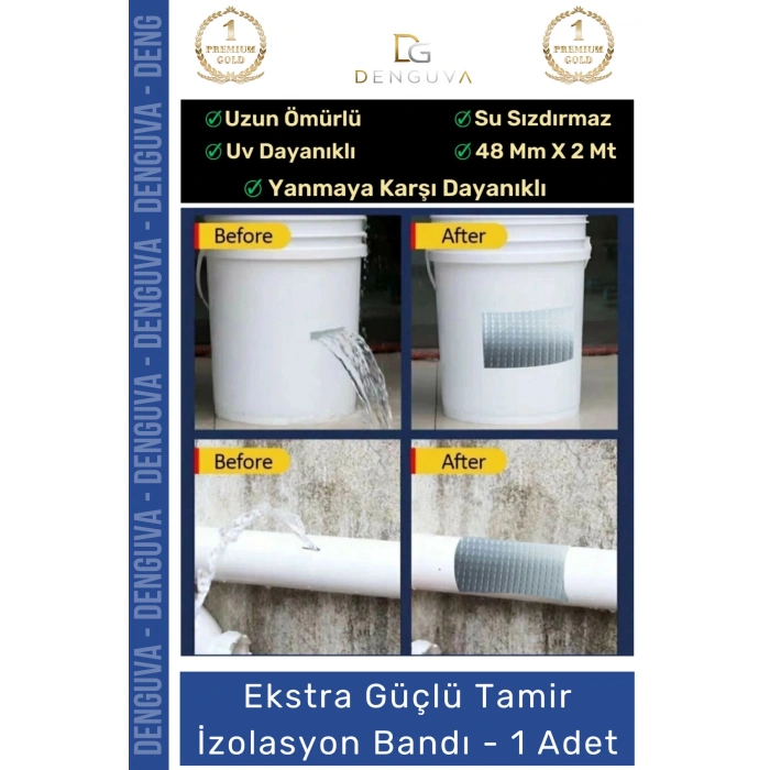 #İzolasyonBandı Mavi Su Geçirmez Çok Amaçlı Güçlü Yapıştırma Tamir İzolasyon Bandı 48mm x 10m - 1 Adet