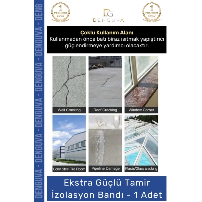#İzolasyonBandı Mavi Su Geçirmez Çok Amaçlı Güçlü Yapıştırma Tamir İzolasyon Bandı 48mm x 10m - 1 Adet