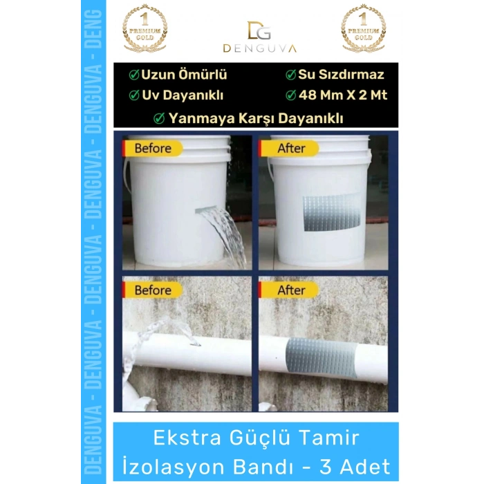 #İzolasyonBandı Mavi Su Geçirmez Çok Amaçlı Güçlü Yapıştırma Tamir İzolasyon Bandı 48mm x 10m - 3 Adet