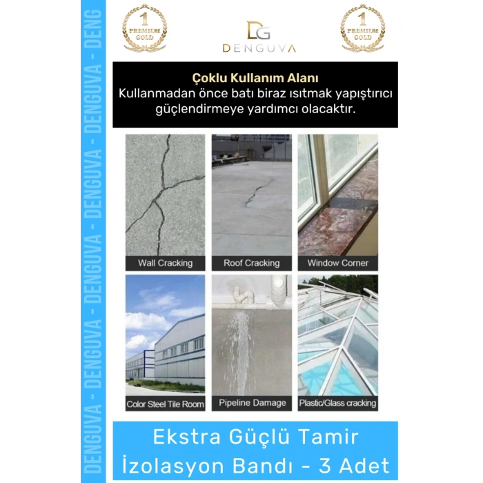 #İzolasyonBandı Mavi Su Geçirmez Çok Amaçlı Güçlü Yapıştırma Tamir İzolasyon Bandı 48mm x 10m - 3 Adet