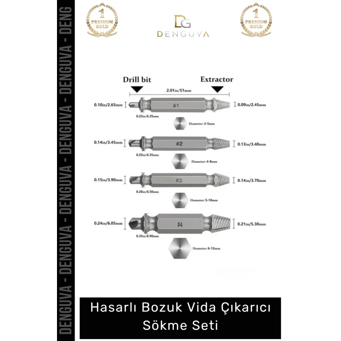 #VidaÇıkarıcı Matkap Uyumlu Paslanmaz Çelik Yalama Vida Çıkarıcı Pratik Aparat Hasar Görmüş Vida Sökme