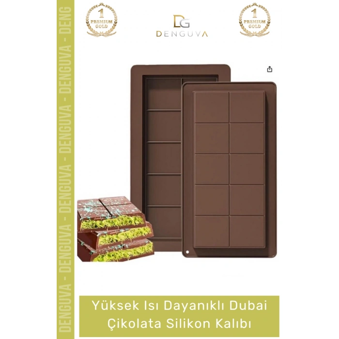 #ÇikolataKalıbı Esnek Kaliteli Profesyonel Mutfak Tasarım Isı Dayanıklı Dubai Çikolata Silikon Kalıbı - 2 Adet