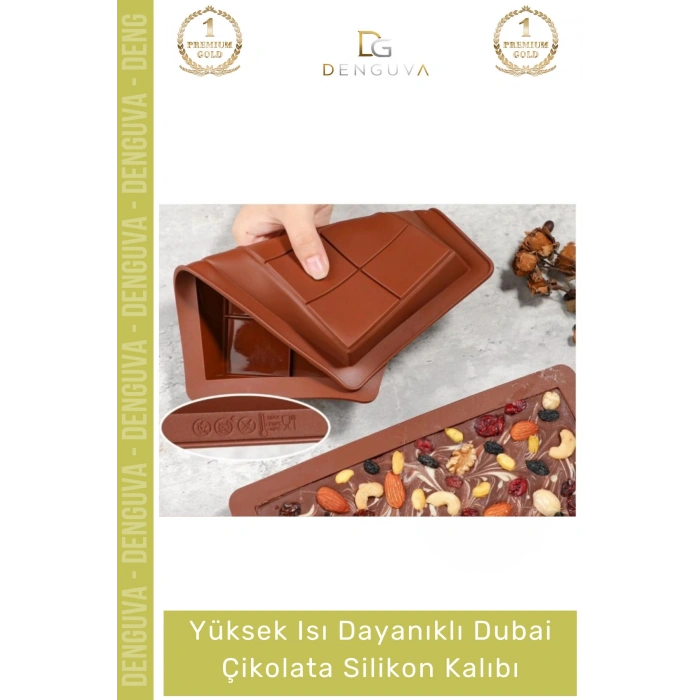 #ÇikolataKalıbı Esnek Kaliteli Profesyonel Mutfak Tasarım Isı Dayanıklı Dubai Çikolata Silikon Kalıbı - 2 Adet