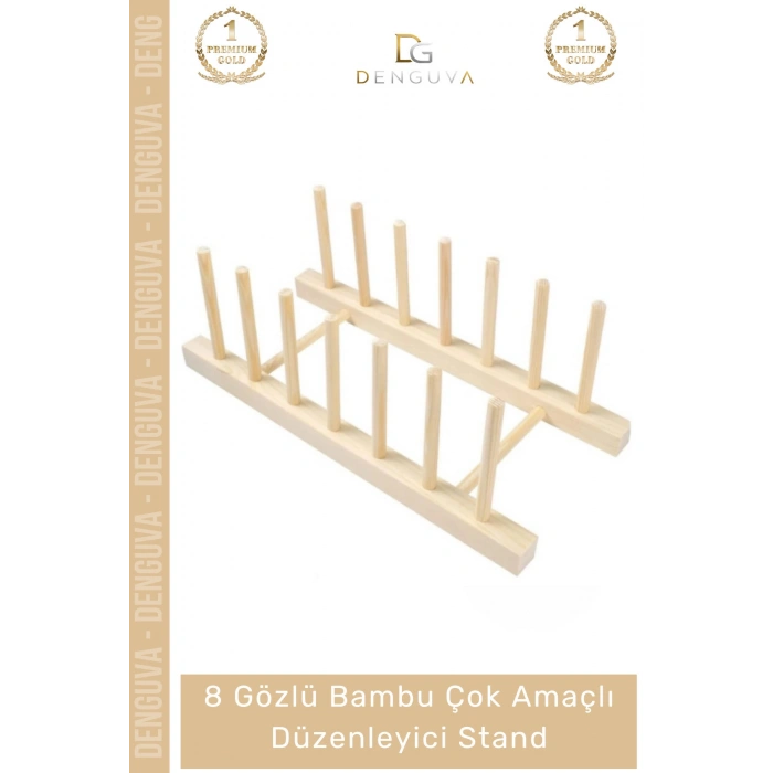 #DüzenleyiciStand Bambu Ahşap Mutfak Tabaklık Kurutmalık Organizer Çok Amaçlı Düzenleyici 8 Gözlü Stand